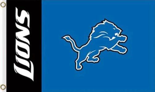 Detroit Lions Blue Flag 3X5 Ft Polyester Banner USA 90x150cm by flagsjustdoit
