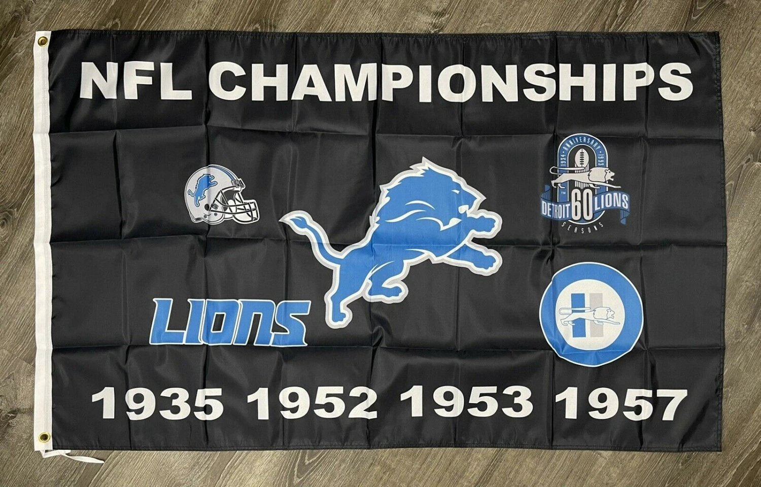 Detroit Lions Championship Flag 3x5 ft Black Sports Banner Man-Cave Garage by flagsjustdoit
