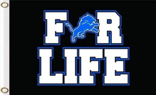Detroit Lions FOR LIFE Flag 3X5 Ft Polyester Banner USA 90x150cm by flagsjustdoit