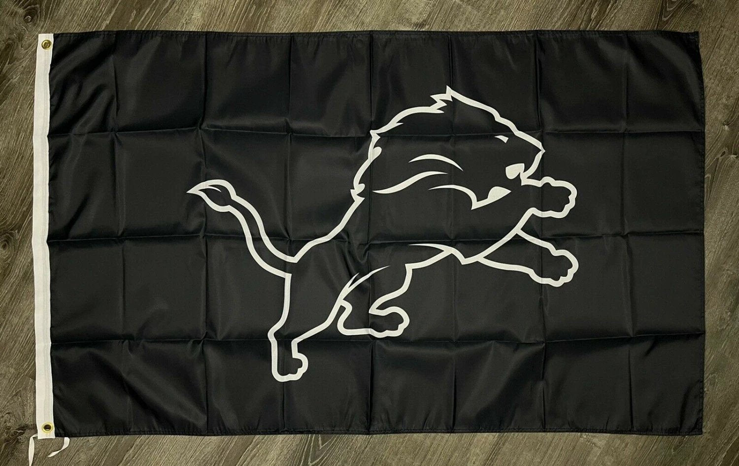 Detroit Lions Logo Flag 3x5 ft Sports Black Banner Man-Cave Garage by flagsjustdoit