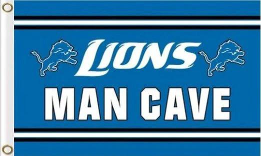 Detroit Lions MAN CAVE Outdoor Flag 3X5 Ft Polyester Banner USA 90x150cm by flagsjustdoit