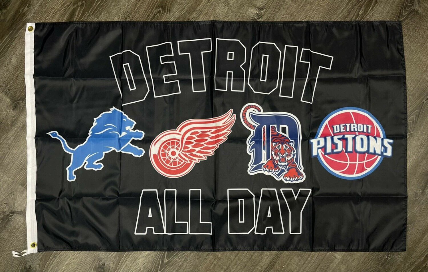 Detroit Lions Red Wings Tigers Pistons All Day Flag 3x5 ft Banner Man-Cave New by flagsjustdoit