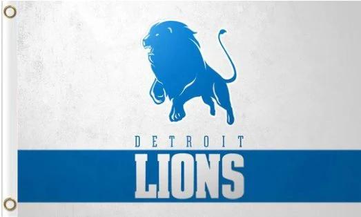 Detroit Lions Team White Flag 3X5 Ft Polyester Banner USA 90x150cm by flagsjustdoit