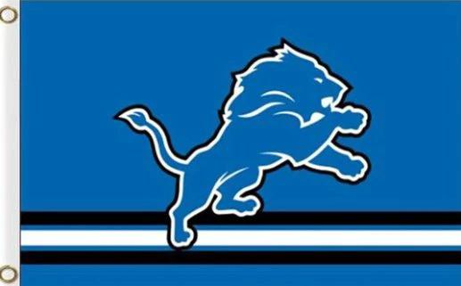 Detroit Lions Three Lines Flag 3X5 Ft Polyester Banner USA 90x150cm by flagsjustdoit