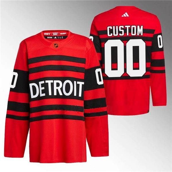 Detroit Red Wings Custom Red 2022-23 Reverse Retro Stitched Jersey by Hockey David