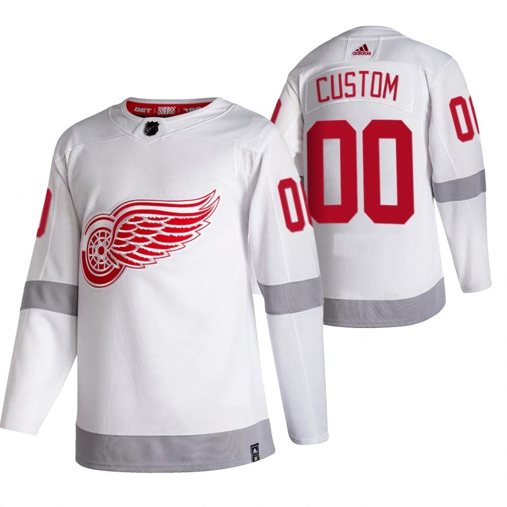 Detroit Red Wings Custom White 2020-21 Reverse Retro Alternate NHL Jersey by Hockey David