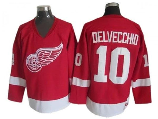 Detroit Red Wings #10 Alex Delvecchio 2002 Vintage CCM Jersey - Red by Hockey David