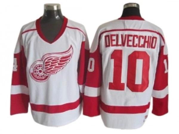 Detroit Red Wings #10 Alex Delvecchio 2002 Vintage CCM Jersey - White by Hockey David