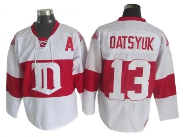 Detroit Red Wings #13 Pavel Datsyuk 2009 Vintage CCM Jersey - White by Hockey David