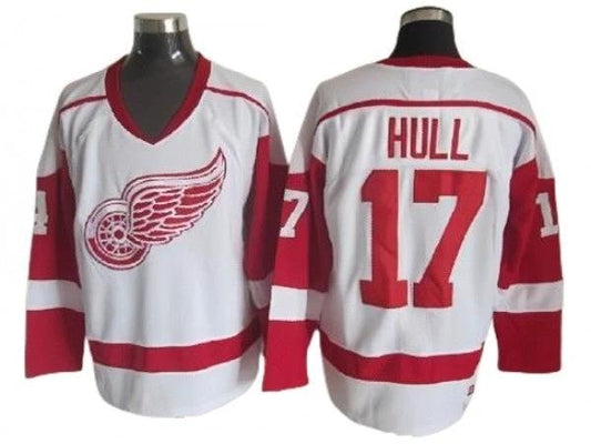 Detroit Red Wings #17 Brett Hull 2002 Vintage CCM Jersey - White by Hockey David