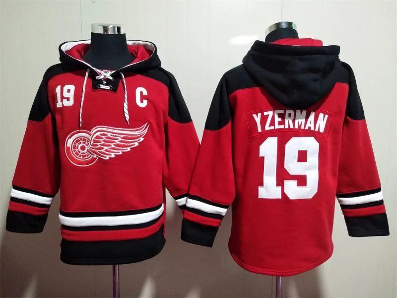Detroit Red Wings #19 Steve Yzerman Pullover Hoodie by Hoodie Pullover