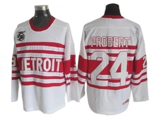Detroit Red Wings #24 Bob Probert White 75TH Vintage CCM Jersey by Hockey David