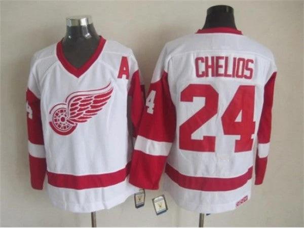 Detroit Red Wings #24 Chris Chelios 2002 Vintage CCM Jersey -White by Hockey David