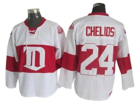 Detroit Red Wings #24 Chris Chelios 2009 Vintage CCM Jersey - White by Hockey David
