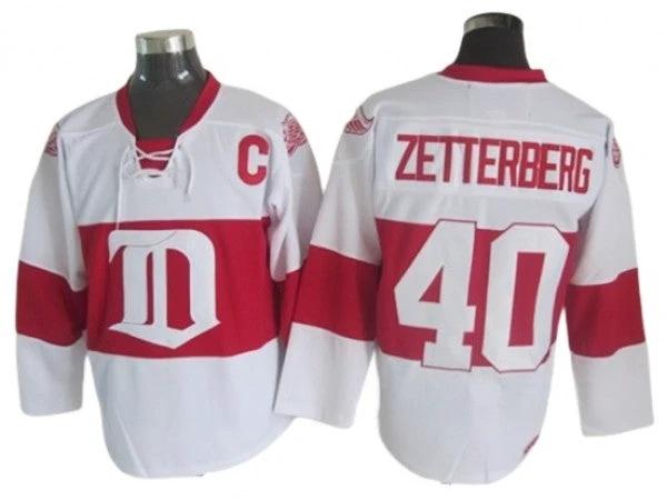 Detroit Red Wings #40 Henrik Zetterberg 2009 Vintage CCM Jersey - White by Hockey David
