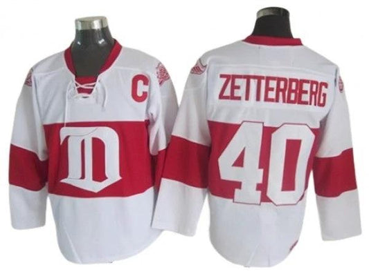 Detroit Red Wings #40 Henrik Zetterberg 2009 Vintage CCM Jersey - White by Hockey David
