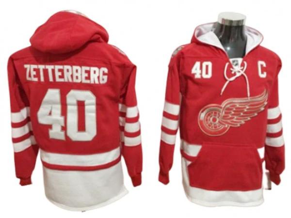 Detroit Red Wings #40 Henrik Zetterberg Hoodie - Red by Hockey David