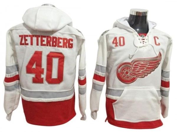 Detroit Red Wings #40 Henrik Zetterberg Hoodie -White by Hockey David