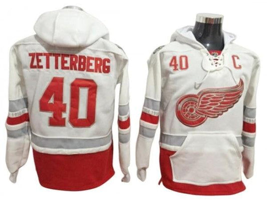 Detroit Red Wings #40 Henrik Zetterberg Hoodie -White by Hockey David