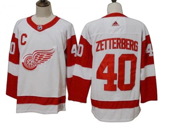Detroit Red Wings #40 Henrik Zetterberg White Away Jersey by Hockey David