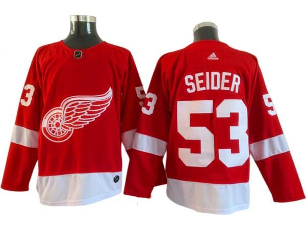 Detroit Red Wings #53 Moritz Seider Red Home Jersey by Hockey David