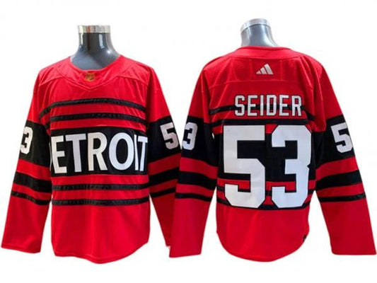 Detroit Red Wings #53 Moritz Seider Red Reverse Retro 2.0 Jersey by Hockey David