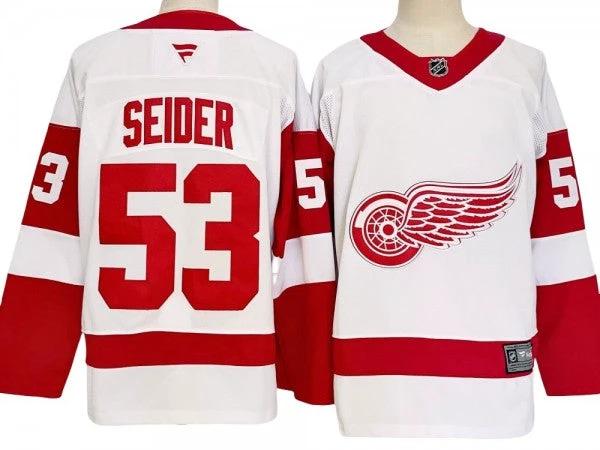 Detroit Red Wings #53 Moritz Seider White 2024 Jersey by Hockey David