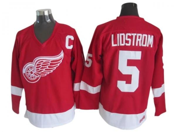 Detroit Red Wings #5 Nicklas Lidstrom 2002 Vintage CCM Jersey - Red by Hockey David
