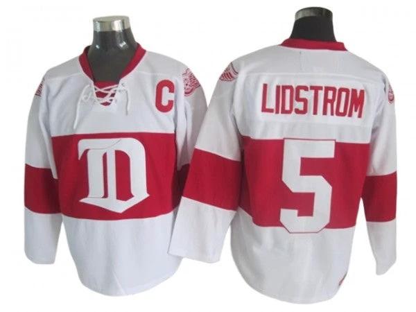 Detroit Red Wings #5 Nicklas Lidstrom 2009 Vintage CCM Jersey - White by Hockey David