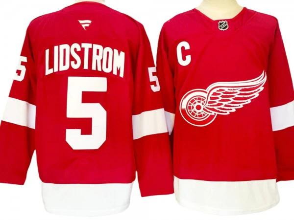 Detroit Red Wings #5 Nicklas Lidstrom Red Home 2024 Jersey by Hockey David
