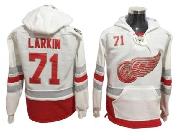 Detroit Red Wings #71 Dylan Larkin Hoodie - White by Hockey David