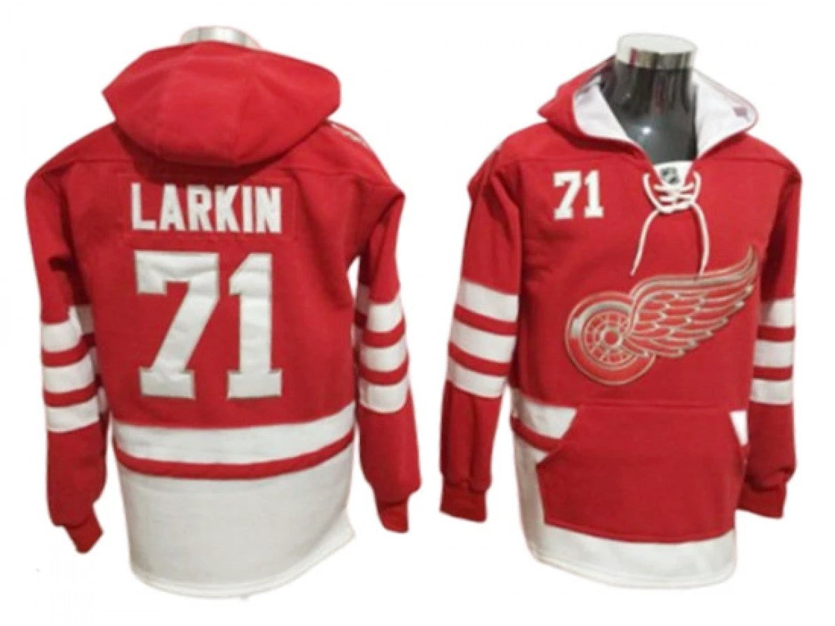 Detroit Red Wings #71 Dylan Larkin One Front Pocket Pullover Hoodie Red by Hoodie Pullover