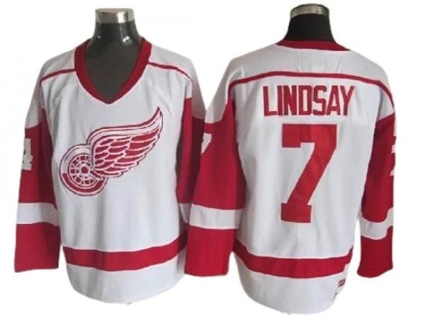 Detroit Red Wings #7 Ted Lindsay 2002 Vintage CCM Jersey - White by Hockey David