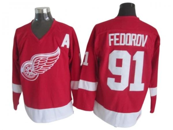 Detroit Red Wings #91 Sergei Fedorov 2002 Vintage CCM Jersey - Red by Hockey David