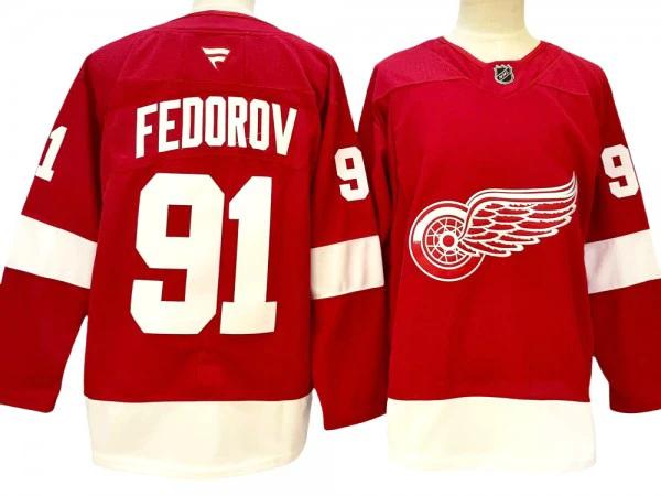 Detroit Red Wings #91 Sergei Fedorov Red Home 2024 Jersey by Hockey David