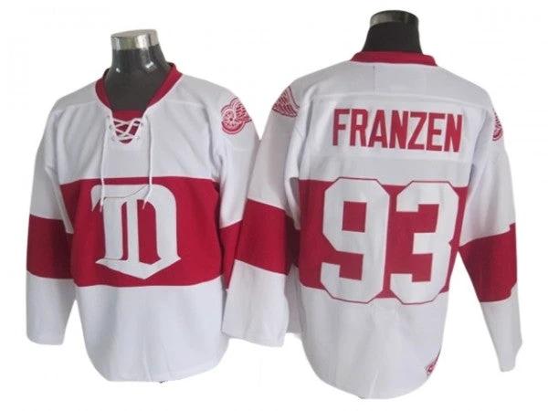 Detroit Red Wings #93 Johan Franzen 2009 Vintage CCM Jersey - White by Hockey David