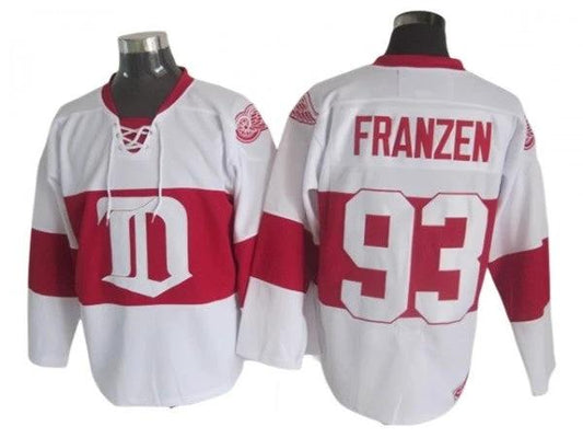Detroit Red Wings #93 Johan Franzen 2009 Vintage CCM Jersey - White by Hockey David