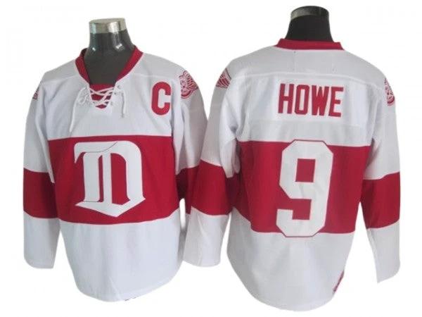 Detroit Red Wings #9 Gordie Howe 2009 Vintage CCM Jersey - White by Hockey David