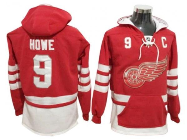 Detroit Red Wings #9 Gordie Howe Hoodie - Red by Hockey David