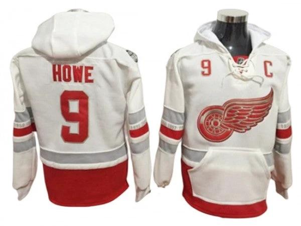 Detroit Red Wings #9 Gordie Howe Hoodie - White by Hockey David
