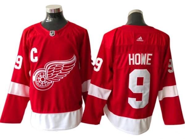 Detroit Red Wings #9 Gordie Howe Red Home Jersey by Hockey David