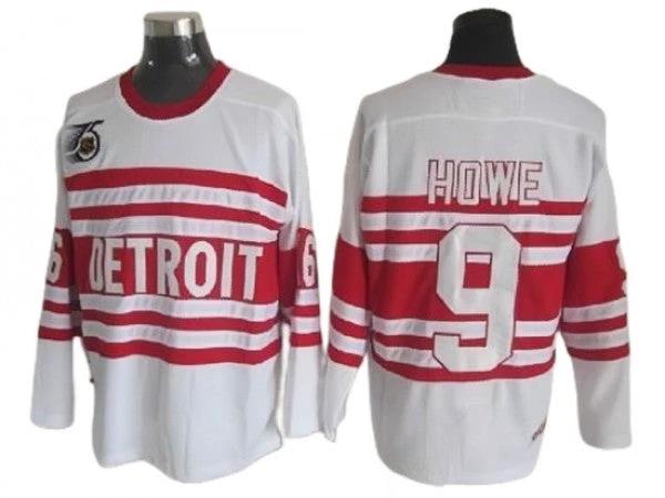 Detroit Red Wings #9 Gordie Howe White 75TH Vintage CCM Jersey by Hockey David