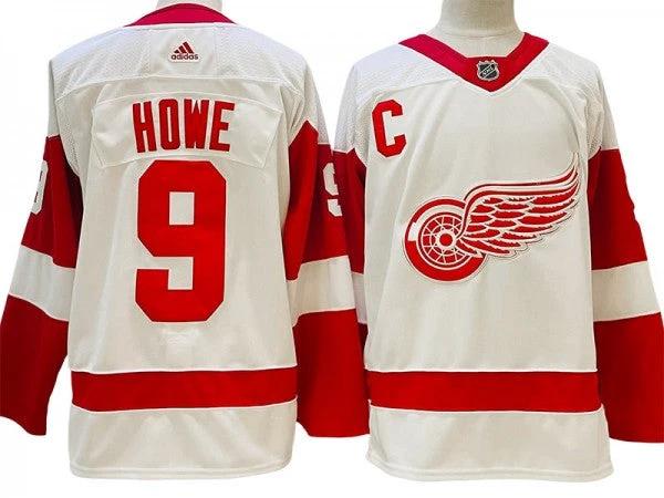 Detroit Red Wings #9 Gordie Howe White Jersey by Hockey David