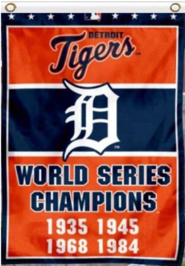Detroit Tigers 4-Time World Series Champions Flag 3X5Ft Banner USA Polyester with Brass Grommets by flagsjustdoit