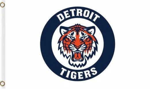 Detroit Tigers Baseball Club White Flag 3X5Ft Banner USA Polyester with Brass Grommets by flagsjustdoit