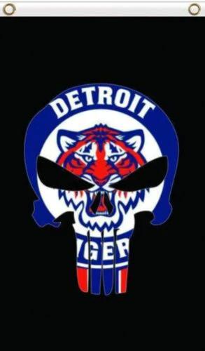 Detroit Tigers Black Flag 3X5Ft Banner USA Polyester with Brass Grommets by flagsjustdoit