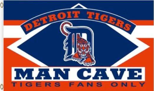 Detroit Tigers Man Cave Flag 3X5Ft Banner USA Polyester with Brass Grommets by flagsjustdoit
