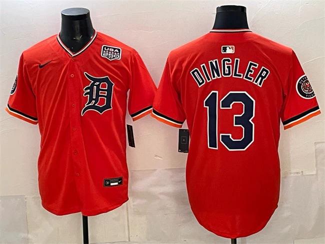 Detroit Tigers #13 Dillon Dingler Orange 2026 USA 250' Patch Stitched Jersey by My Store