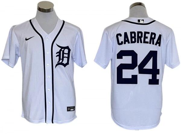 Detroit Tigers #24 Miguel Cabrera White Home Cool Base Jersey by My Store