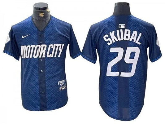 Detroit Tigers #29 Tarik Skubal Navy 2024 City Connect Limited Jersey by My Store